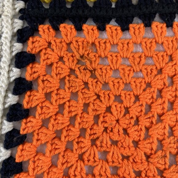 Vintage Handcrafted Crochet Granny Square Blanket Afghan Throw 43" X 52" - Picture 10 of 11